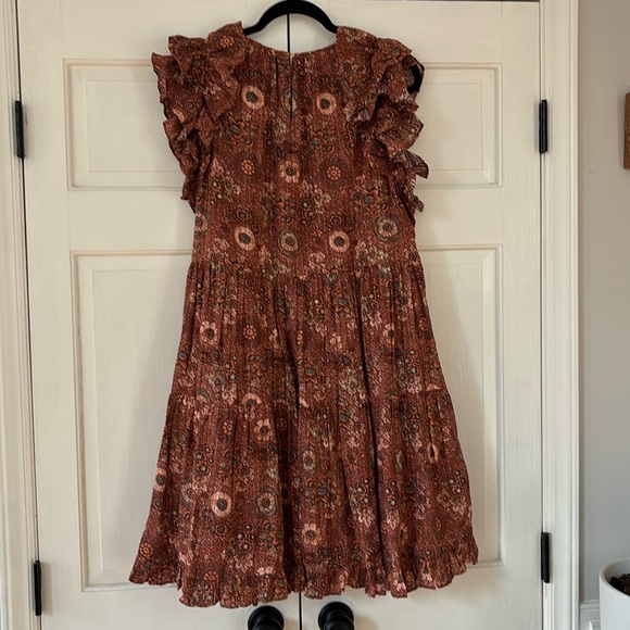 Ulla Johnson Adele Mini Dress Rose Bud Size 16 Floral Ruffle Sleeve Knee Length - Picture 10 of 14